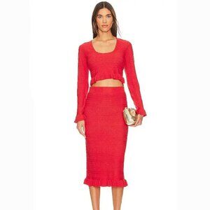 Karina Grimaldi Mae Top & Skirt Set in Poppy Ruffle Trim size xs/s